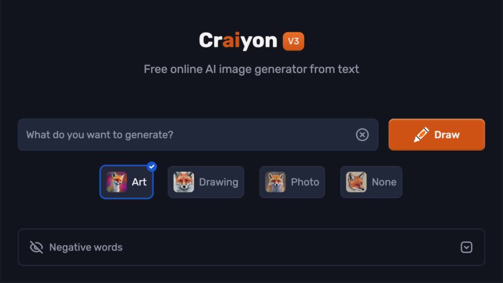 Craiyon offre de nombreuses options pour générer vos images // Source : Craiyon Craiyon offre de nombreuses options pour générer vos images // Source : Craiyon