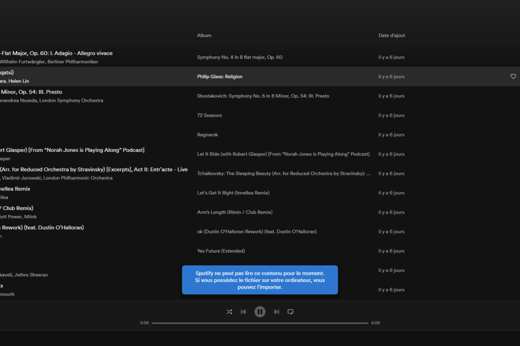 Erreur de chargement Spotify Erreur de chargement Spotify
