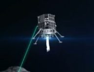 Vue d'artiste de la mission Hakuto-R se posant sur la Lune. // Source : Capture YouTube Ispace