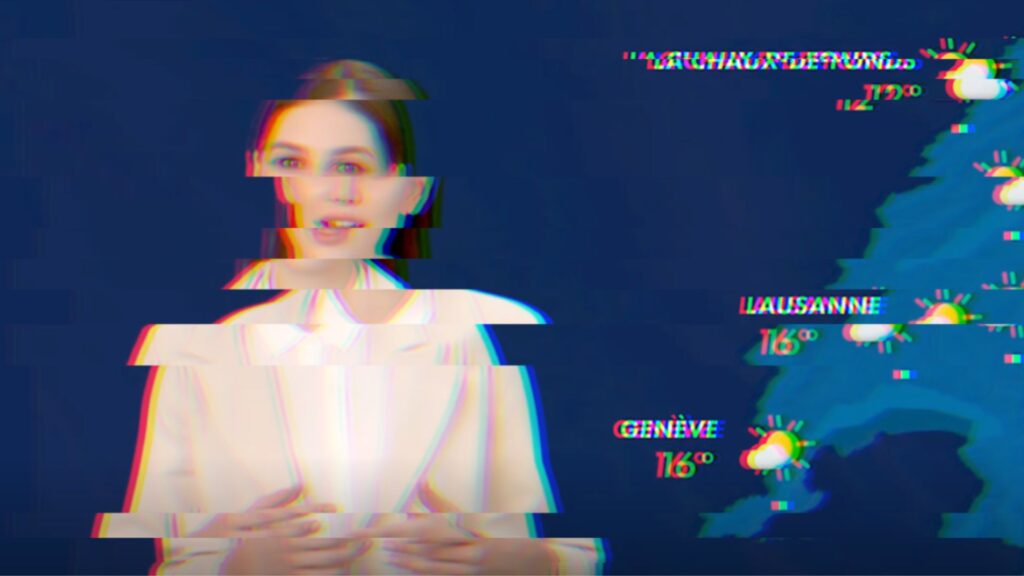Jade, la présentatrice météo de la matinale de M Le Média, est un avatar créé par IA // Source : Capture d'écran Numerama / 20 Minutes Jade, la présentatrice météo de la matinale de M Le Média, est un avatar créé par IA // Source : Capture d'écran Numerama / 20 Minutes