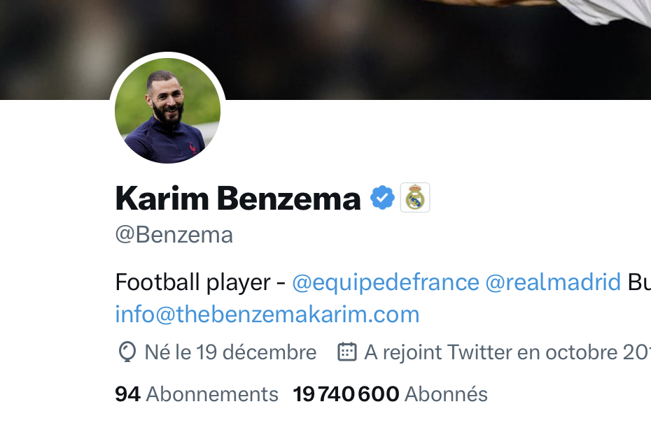 Dans cet exemple, le Real Madrid a payé un abonnement pro puis certifié chacun de ses joueurs. Il est cependant possible que Twitter lui ait offert cette possibilité gratuitement, pour mettre en avant son service. // Source : Capture Numerama