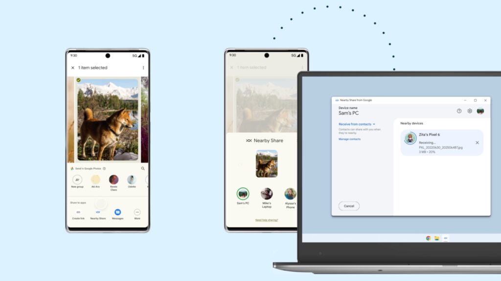 Depuis un téléphone Android, les PC Windows seront bientôt visibles. // Source : Google Depuis un téléphone Android, les PC Windows seront bientôt visibles. // Source : Google