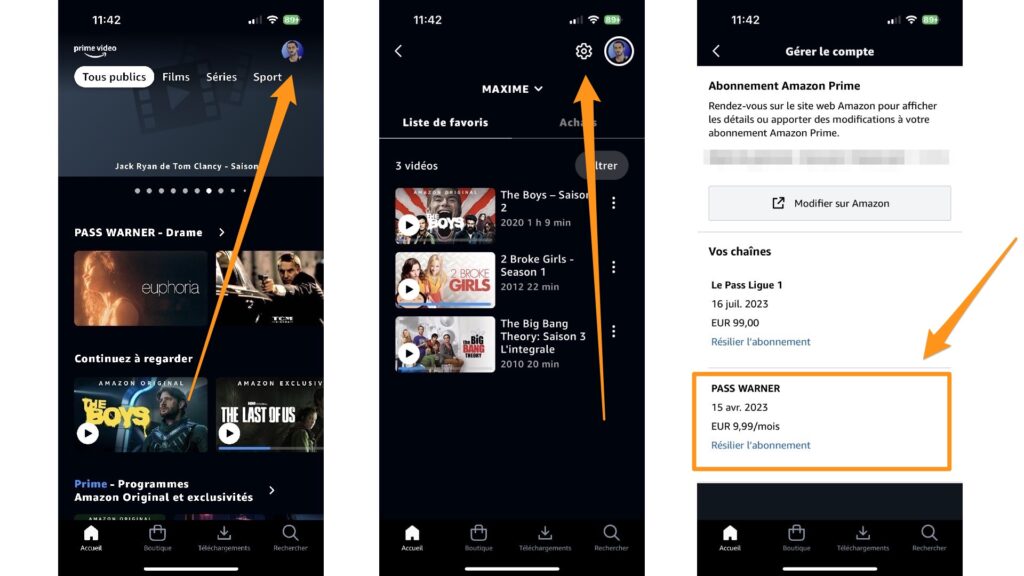 Comme résilier le Pass Warner dans Amazon Prime // Source : Capture d'écran Comme résilier le Pass Warner dans Amazon Prime // Source : Capture d'écran