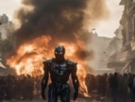 Un robot dans les flammes // Source : Midjourney/Numerama