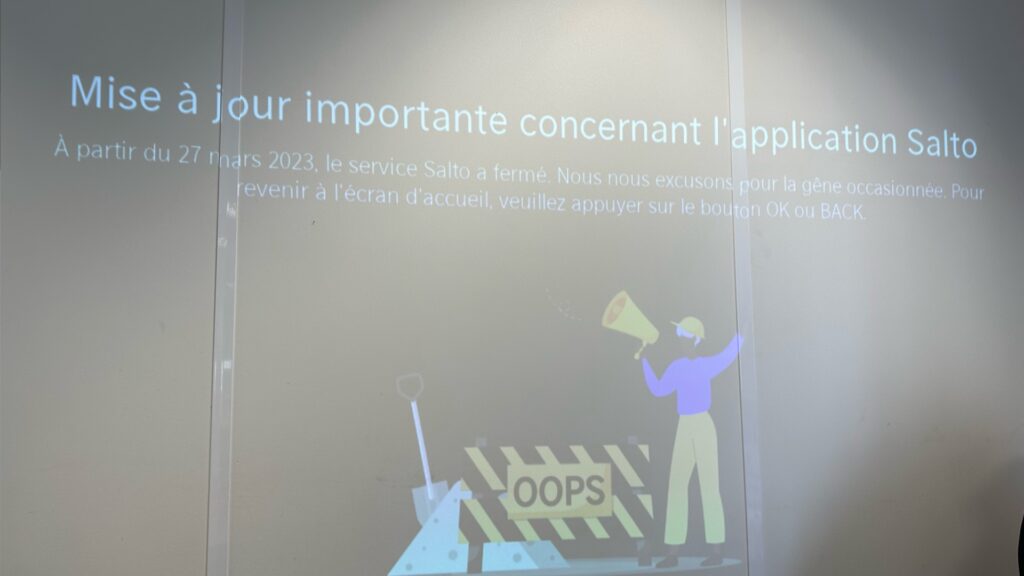 Quand on appuie sur le bouton Salto, voilà ce qui apparaît à l'écran. // Source : Numerama Quand on appuie sur le bouton Salto, voilà ce qui apparaît à l'écran. // Source : Numerama