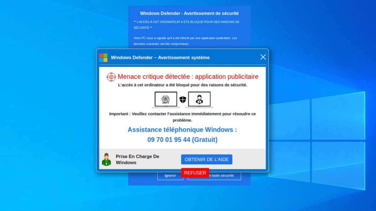 Un escroquerie au support technique. // Source : Malware Hunter Team Un escroquerie au support technique. // Source : Malware Hunter Team