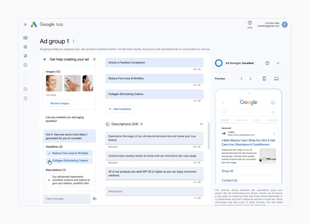 L'IA générative va faciliter la création de campagnes publicitaires. // Source : Google L'IA générative va faciliter la création de campagnes publicitaires. // Source : Google