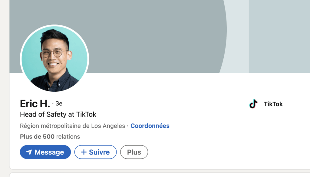 Le profil LinkedIn d'Eric Han. // Source : LinkedIn Le profil LinkedIn d'Eric Han. // Source : LinkedIn