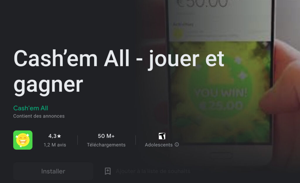 Une autre application de récompenses, téléchargée plus de 50 millions de fois. // Source : Numerama Une autre application de récompenses, téléchargée plus de 50 millions de fois. // Source : Numerama