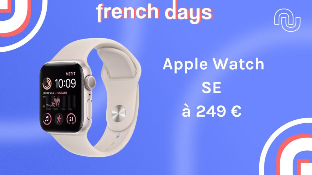 Pendant les French Days, économisez 50 € sur l'Apple Watch SE // Source : montage Numerama Pendant les French Days, économisez 50 € sur l'Apple Watch SE // Source : montage Numerama