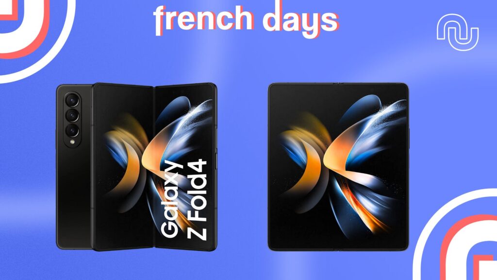 Le Galaxy ZFold 4 en promotion pour les French Days déploie un grand écran // Source : montage Numerama Le Galaxy ZFold 4 en promotion pour les French Days déploie un grand écran // Source : montage Numerama