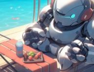 Un robot sur la plage. // Source : Numerama avec Midjourney Un robot sur la plage. // Source : Numerama avec Midjourney