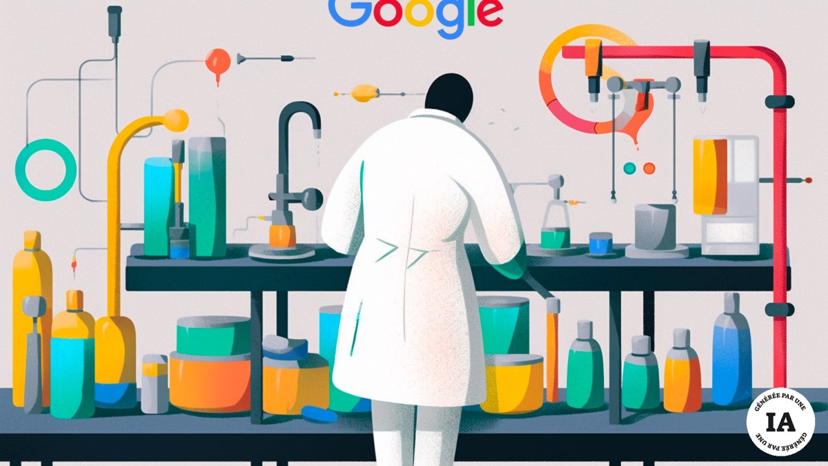 Un chercheur Google dans un laboratoire. // Source : Numerama avec Midjourney Un chercheur Google dans un laboratoire. // Source : Numerama avec Midjourney