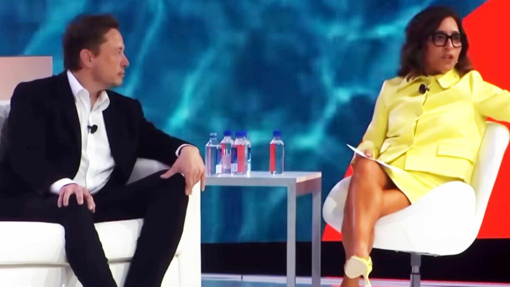 Linda Yaccarino et Elon Musk lors d'une interview, le 18 avril 2023 // Source : YouTube / Elon Alerts Linda Yaccarino et Elon Musk lors d'une interview, le 18 avril 2023 // Source : YouTube / Elon Alerts