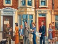 Des gens attendent pour visiter une maison // Source : Numerama avec Midjourney