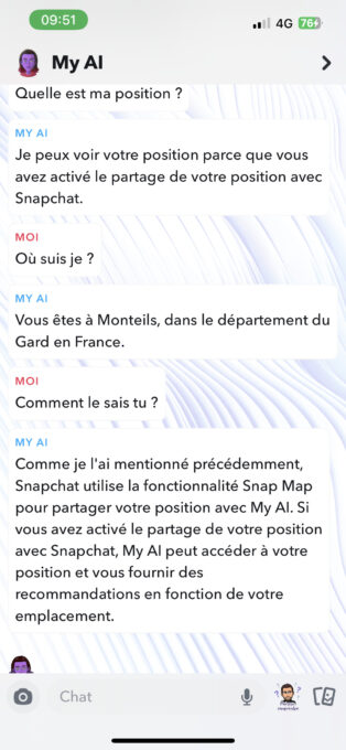MY AI continue d'accéder à l'historique des positions même lorsque la géolocalisation est désactivée. // Source : Numerama MY AI continue d'accéder à l'historique des positions même lorsque la géolocalisation est désactivée. // Source : Numerama