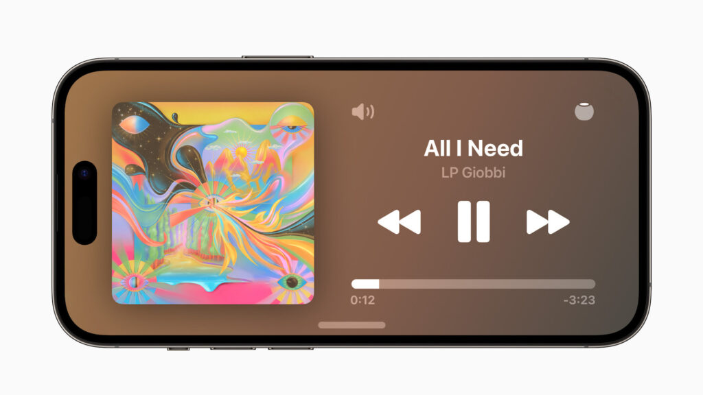 Fonction StandBy pour iPhone avec iOS 17 // Source : Apple Fonction StandBy pour iPhone avec iOS 17 // Source : Apple