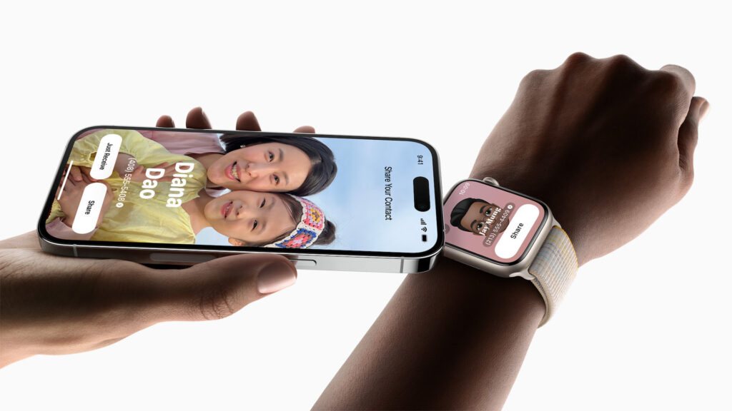 AirDrop entre un iPhone et une Apple Watch.  // Source : Apple