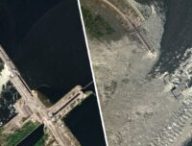 Source : Le barrage de Kakhovka avant/après la destruction. Images satellite de Planet Labs Source : Le barrage de Kakhovka avant/après la destruction. Images satellite de Planet Labs