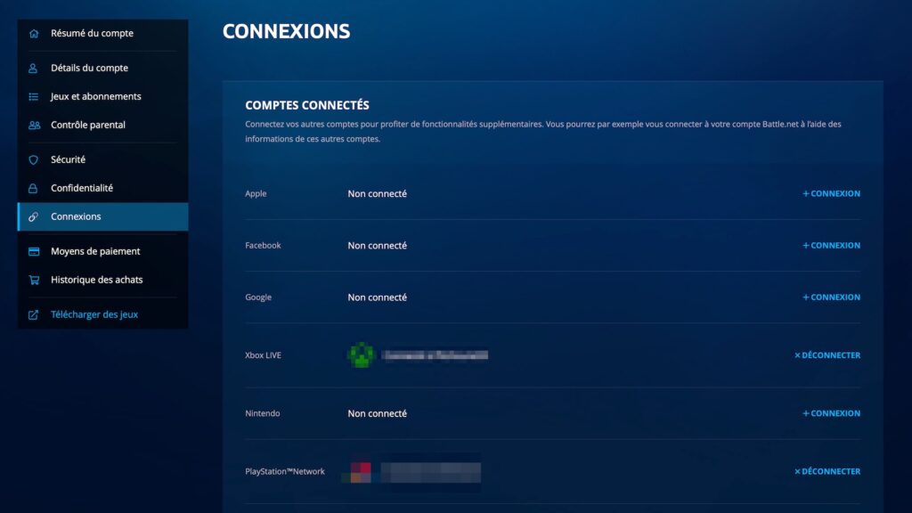 Connexion Battle.net à ses autres comptes // Source : Capture d'écran Connexion Battle.net à ses autres comptes // Source : Capture d'écran