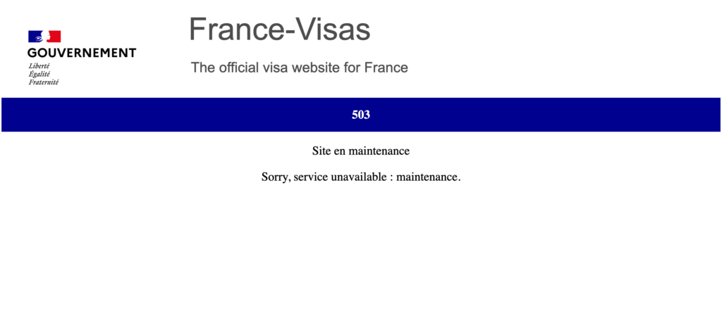 Le site de france-visas.gouv.fr indisponible ce 29 juin. // Source : Numerama Le site de france-visas.gouv.fr indisponible ce 29 juin. // Source : Numerama