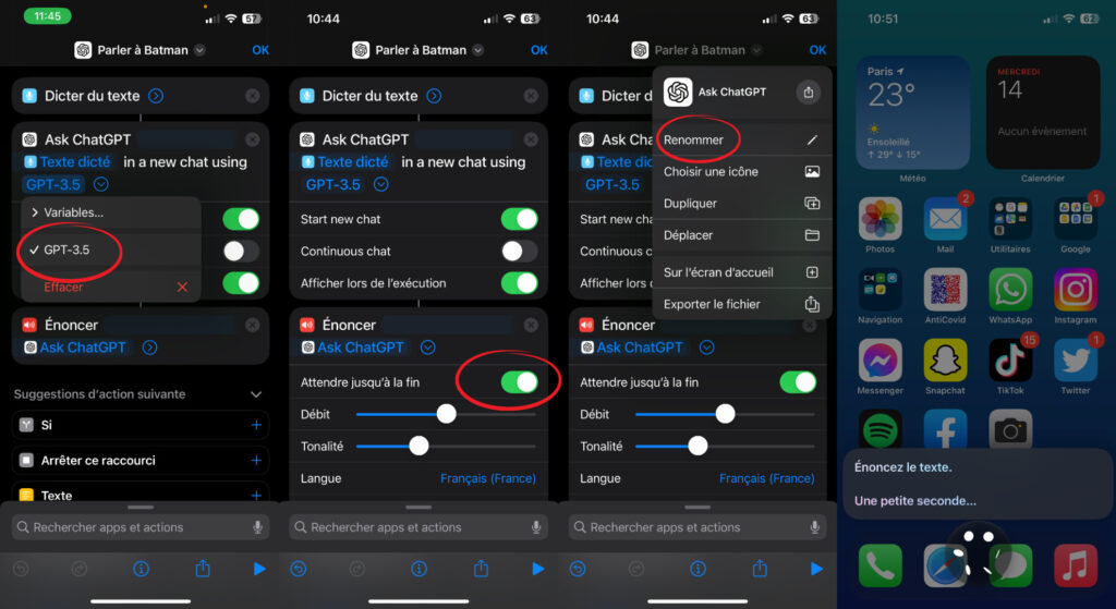 La fin de la procédure dans l'app Raccourcis. // Source : Capture d'écran La fin de la procédure dans l'app Raccourcis. // Source : Capture d'écran