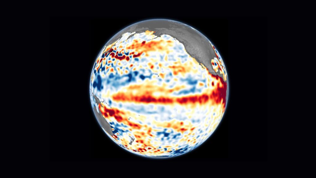 Anomalies de hauteur de la surface de la mer du 1er au 10 juin 2023. // Source : Nasa Anomalies de hauteur de la surface de la mer du 1er au 10 juin 2023. // Source : Nasa
