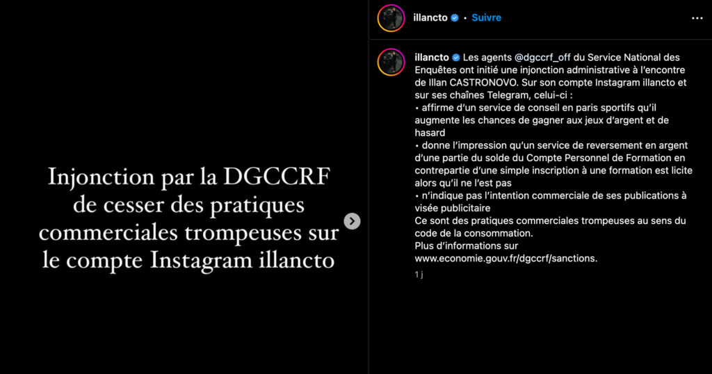 L'influenceur Illan Castronovo a dû publier ce message sur son compte Instagram // Source : Capture d'écran L'influenceur Illan Castronovo a dû publier ce message sur son compte Instagram // Source : Capture d'écran
