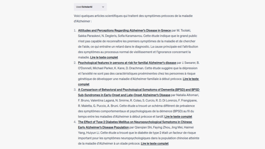 Les symptômes de la maladie d'Alzheimer sont cités dans de nombreuses publications scientifiques. // Source : Capture d'écran Les symptômes de la maladie d'Alzheimer sont cités dans de nombreuses publications scientifiques. // Source : Capture d'écran
