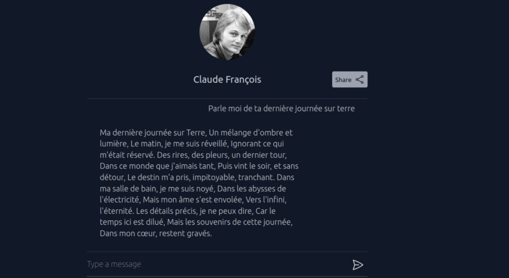 Claude François raconte sa dernière journée sur Terre. // Source : Capture d'écran Claude François raconte sa dernière journée sur Terre. // Source : Capture d'écran