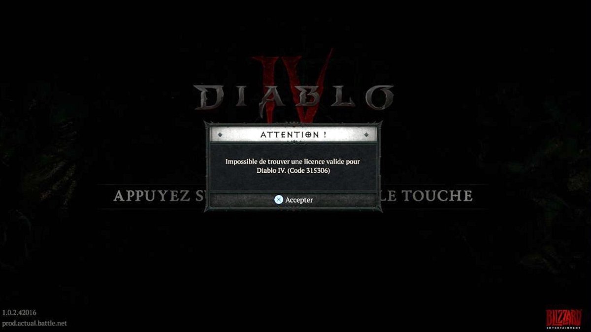 Problème de licence avec Diablo IV // Source : Capture Twitter Problème de licence avec Diablo IV // Source : Capture Twitter