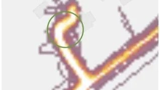 Une « heat map » permet de détecter une forte activité dans l'allée devant l'entrée d'un domicile. // Source : Université de Caroline du Nord Une « heat map » permet de détecter une forte activité dans l'allée devant l'entrée d'un domicile. // Source : Université de Caroline du Nord