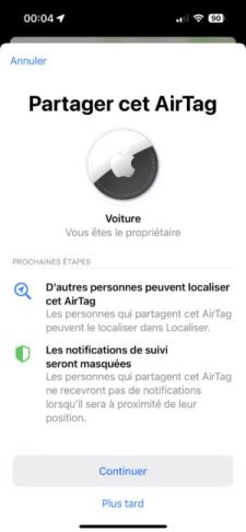 Les amis avec qui vous partagerez un AirTag dans votre voiture pourront connaître sa localisation // Source : Igen Les amis avec qui vous partagerez un AirTag dans votre voiture pourront connaître sa localisation // Source : Igen