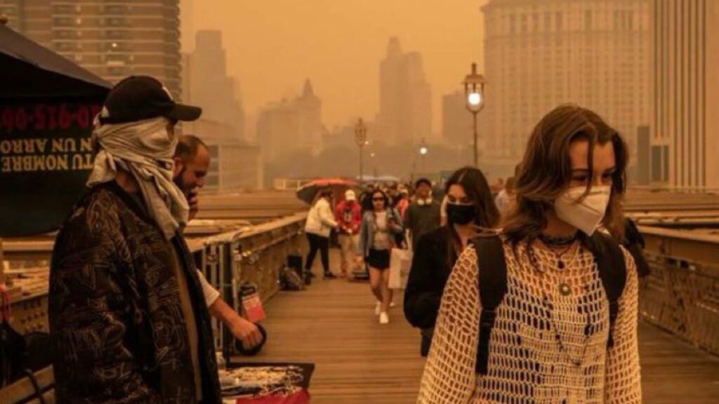 Image de New York, pollué, en juin 2023. // Source : Ian Bremmer / Twitter Image de New York, pollué, en juin 2023. // Source : Ian Bremmer / Twitter