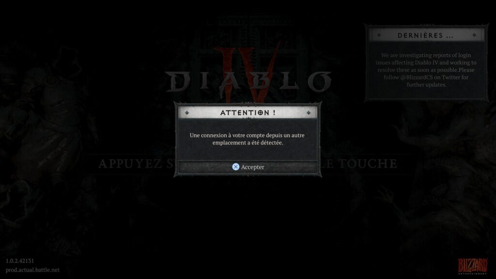 Que se passe-t-il quand on lance une session Diablo IV sur deux appareils en même temps ? // Source : Capture PS5 Que se passe-t-il quand on lance une session Diablo IV sur deux appareils en même temps ? // Source : Capture PS5