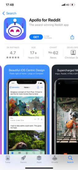 Capture d'écran de l'application Apollo pour Reddit
Source : NUMERAMA Capture d'écran de l'application Apollo pour Reddit
Source : NUMERAMA