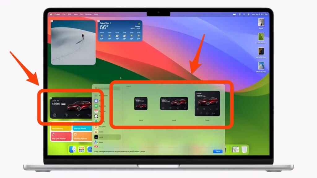 Capture d'écran pendant l'Apple Keynote 2023 // Source : Apple / Flèches Numerama Capture d'écran pendant l'Apple Keynote 2023 // Source : Apple / Flèches Numerama