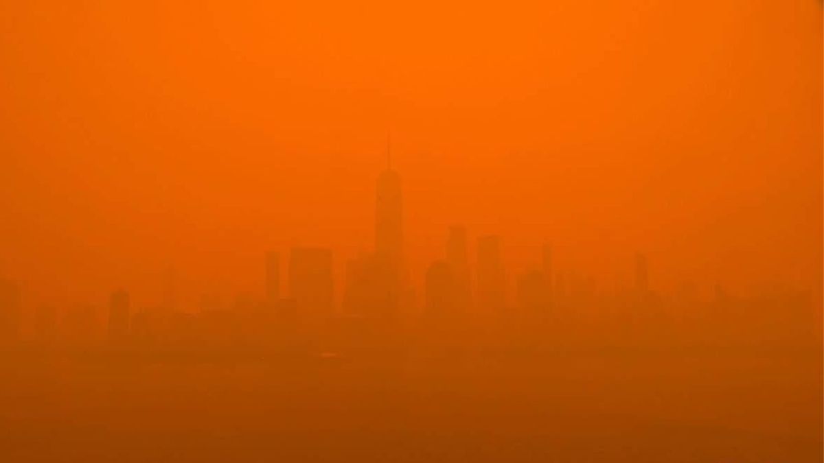 New York en juin 2023, pollué. // Source : EarthCam New York en juin 2023, pollué. // Source : EarthCam