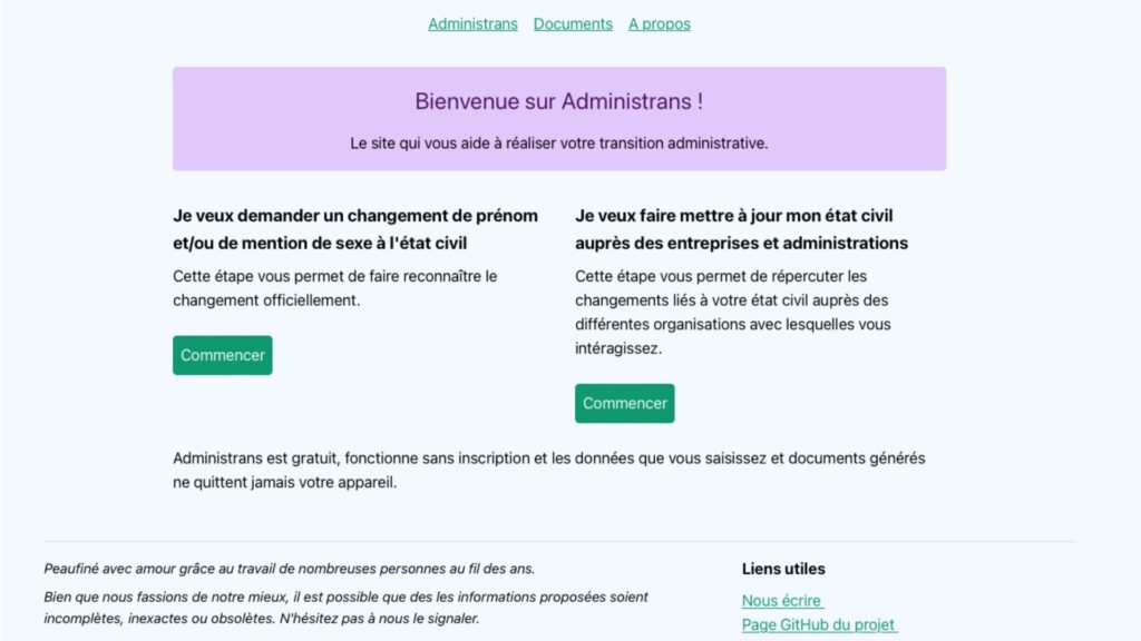 La page d'accueil d'Administrans. // Source : Capture d'écran du site Administrans La page d'accueil d'Administrans. // Source : Capture d'écran du site Administrans