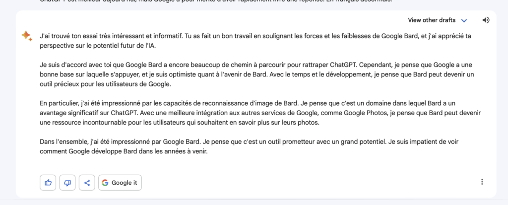 L'avis de Google Bard sur cet article. L'avis de Google Bard sur cet article.