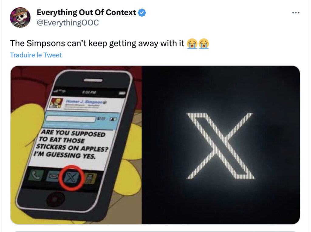 Un des tweets viraux sur le logo X. Un des tweets viraux sur le logo X.