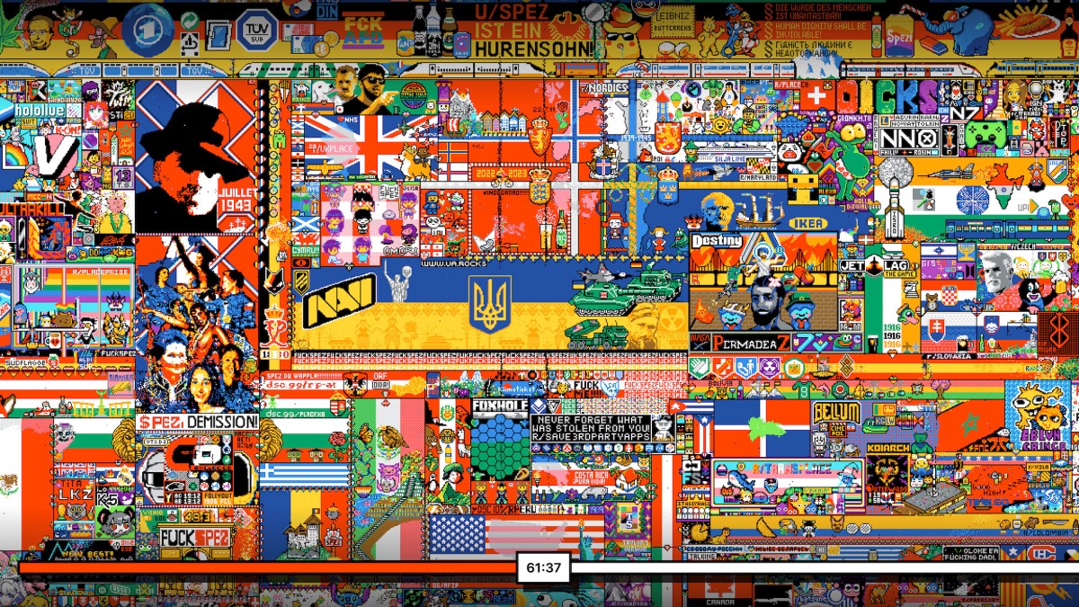 Vous pouvez consulter à quoi ressemblait le canevas à chaque heure. // Source : Reddit. Vous pouvez consulter à quoi ressemblait le canevas à chaque heure. // Source : Reddit.