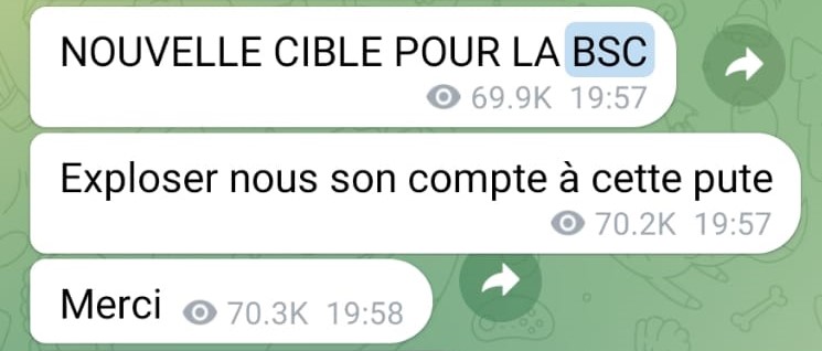 Capture d'écran d'un message envoyé par Bassem sur sa chaîne Telegram Capture d'écran d'un message envoyé par Bassem sur sa chaîne Telegram