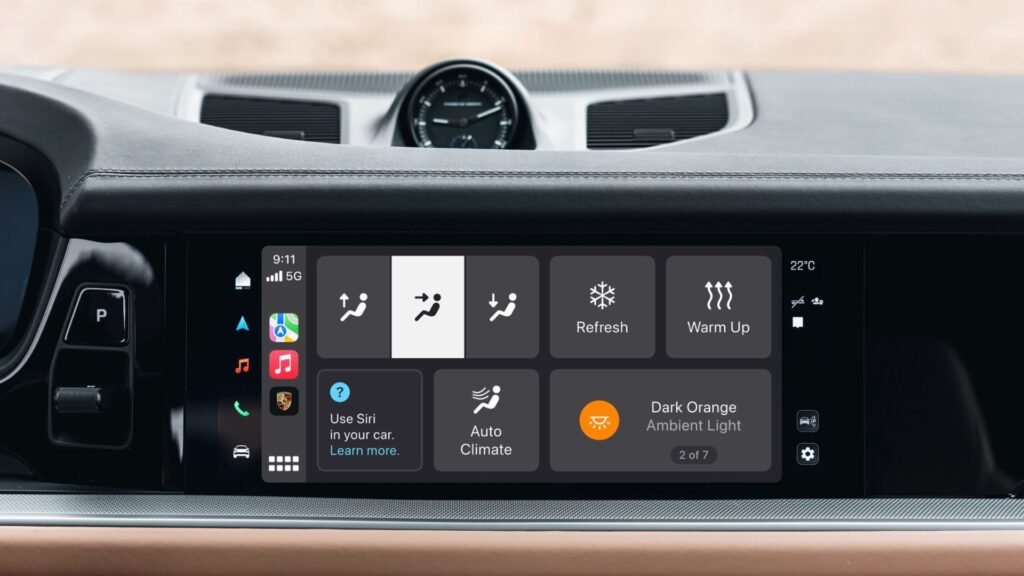 La nouvelle application My Porsche App dans CarPlay // Source : Porsche La nouvelle application My Porsche App dans CarPlay // Source : Porsche
