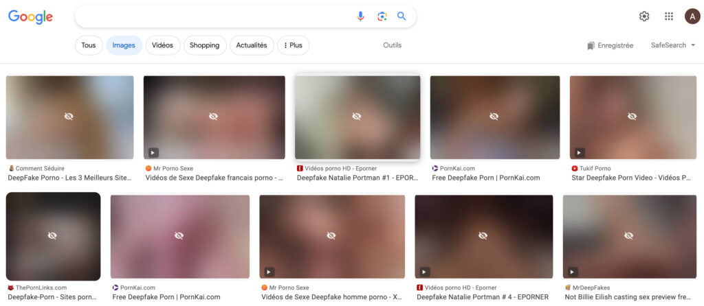 Sur Internet, les deepfakes pornographiques d'actrices abondent // Source : Capture d'écran Numerama Sur Internet, les deepfakes pornographiques d'actrices abondent // Source : Capture d'écran Numerama