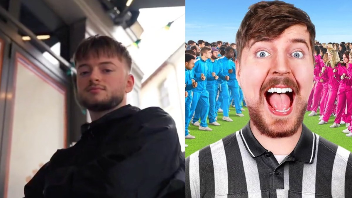 Arkunir à gauche, a gagné un défi lancé sur Twitter par le youtubeur Mr Beast, à droite. // Source : Captures d'écran Mr Beast sur Youtube et Arkunir sur TikTok. Montage Numérama avec Canva. Arkunir à gauche, a gagné un défi lancé sur Twitter par le youtubeur Mr Beast, à droite. // Source : Captures d'écran Mr Beast sur Youtube et Arkunir sur TikTok. Montage Numérama avec Canva.