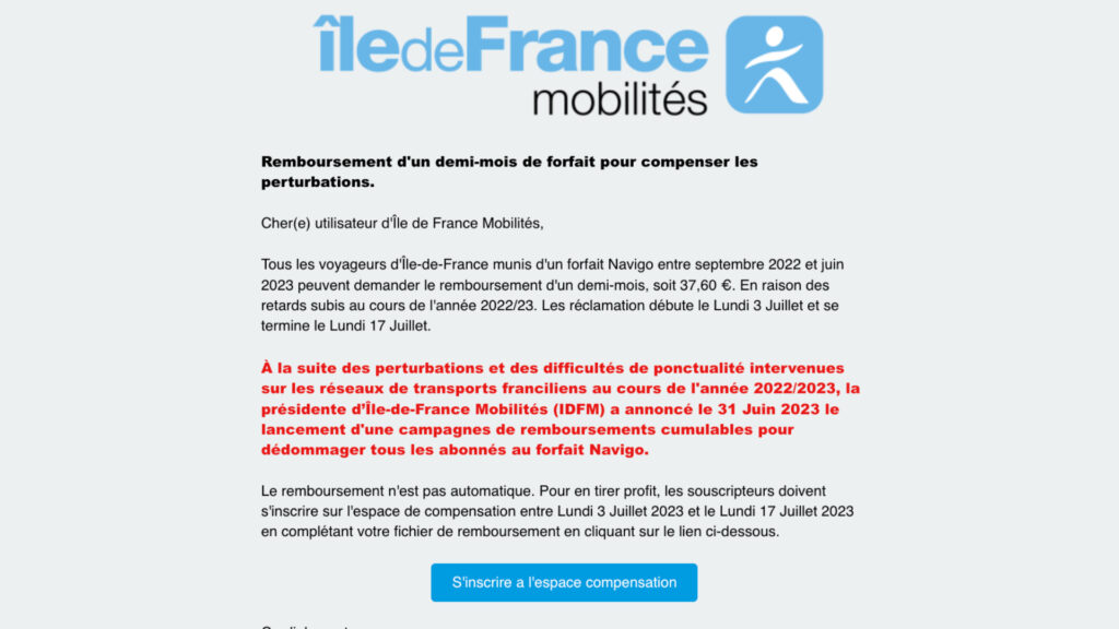 Le mail d'arnaque reçu par Numerama. // Source : Numerama Le mail d'arnaque reçu par Numerama. // Source : Numerama