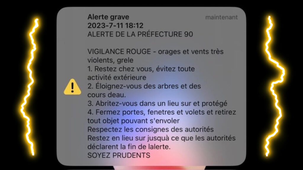 Le premier message FR-Alert envoyé en France. // Source : Guillaume Rozier Le premier message FR-Alert envoyé en France. // Source : Guillaume Rozier