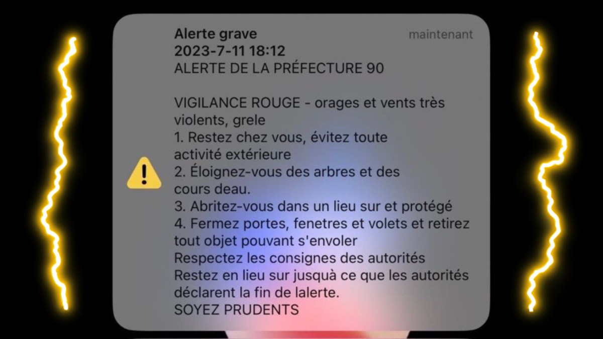 Le premier message FR-Alert envoyé en France. // Source : Guillaume Rozier Le premier message FR-Alert envoyé en France. // Source : Guillaume Rozier