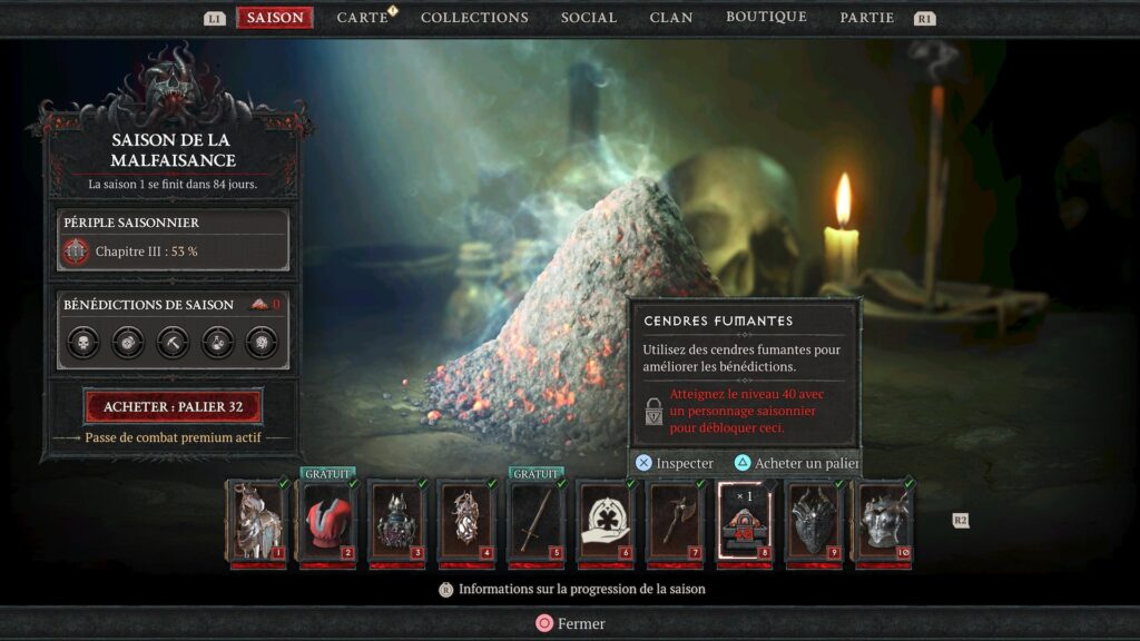 Le passe de combat de Diablo IV // Source : Capture PS5 Le passe de combat de Diablo IV // Source : Capture PS5